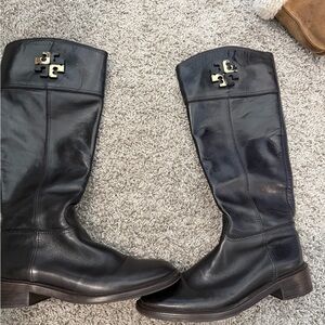 Tory Burch Black Leather Riding Boots